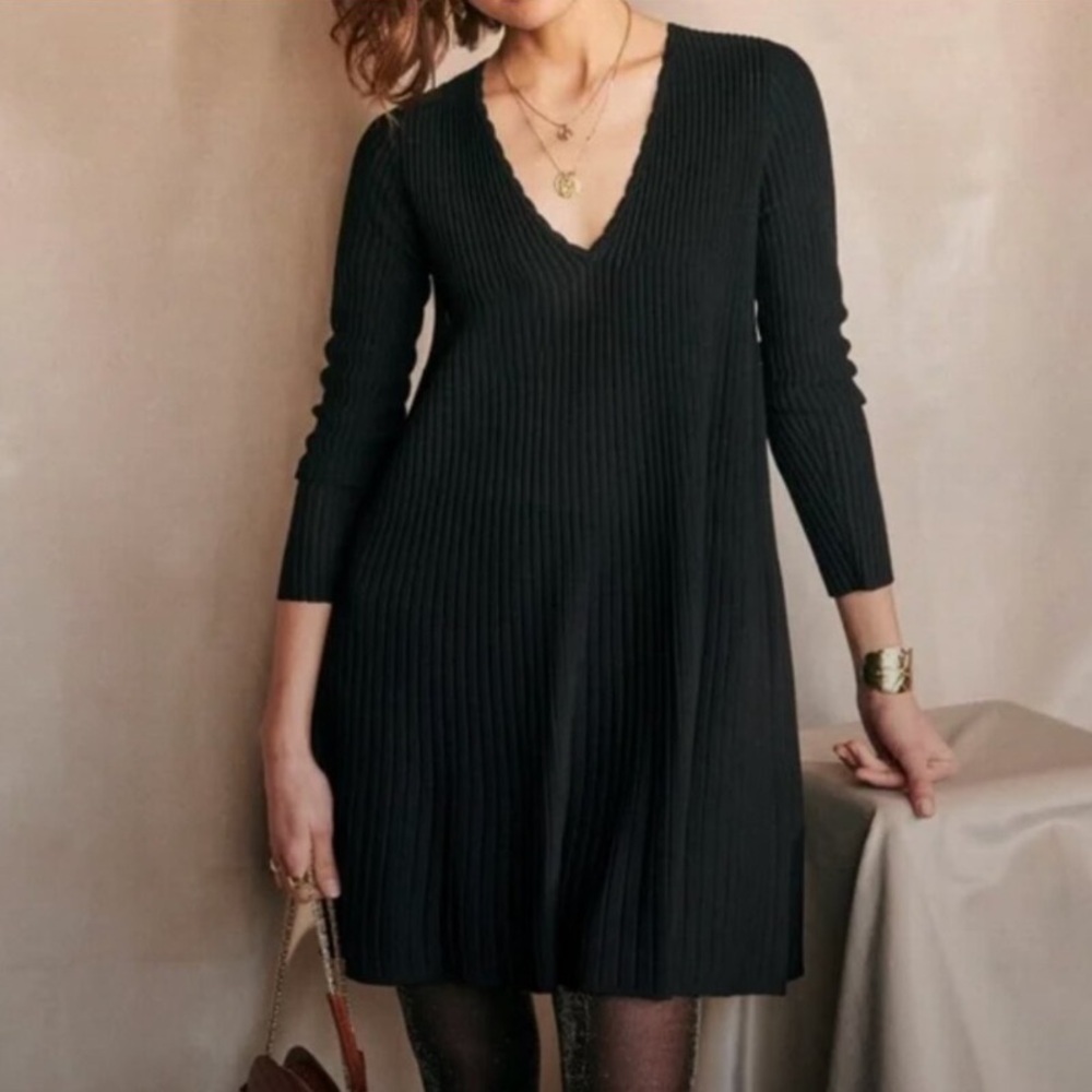 Sezane Black Knit Dress